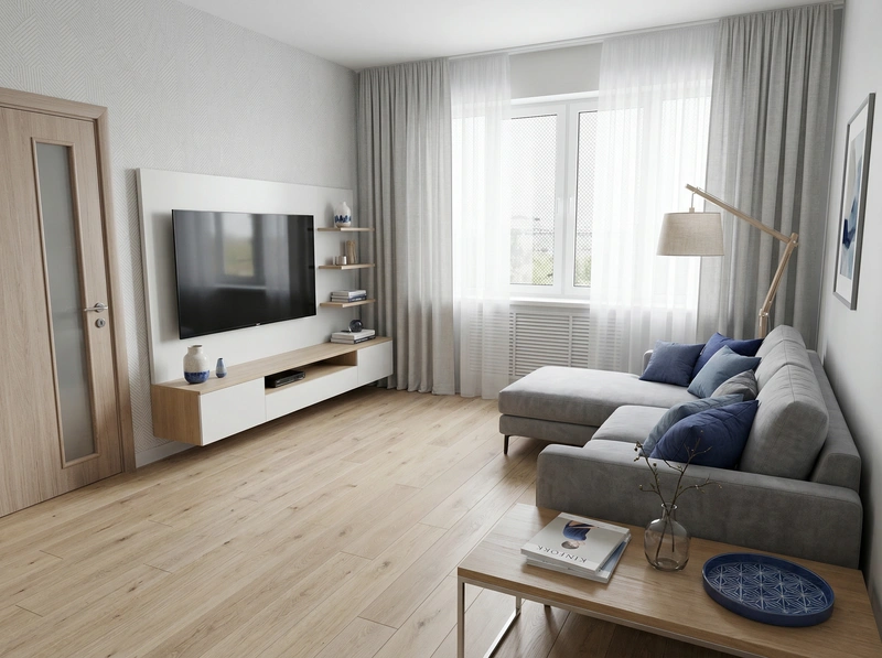 Дизайн интерьера в стиле Сканди — Гостиная от нейросети RoomGPT