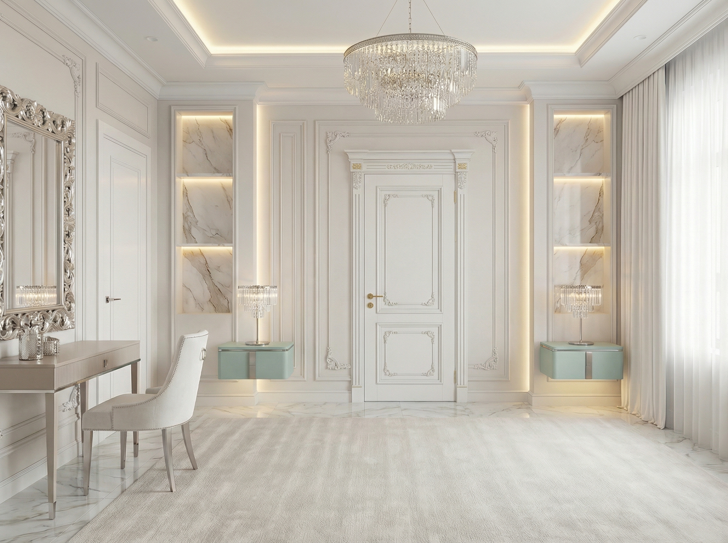 Дизайн спальни в стиле Классика — фото интерьера от нейросети RoomGPT