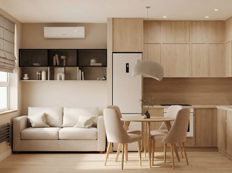 Дизайн интерьера в стиле Сканди — Кухня от нейросети RoomGPT