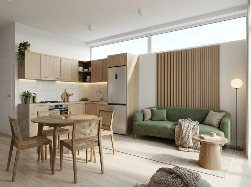 Дизайн интерьера в стиле Хюгге — Кухня от нейросети RoomGPT