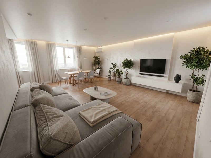 Дизайн интерьера в стиле Минимализм — Гостиная от нейросети RoomGPT