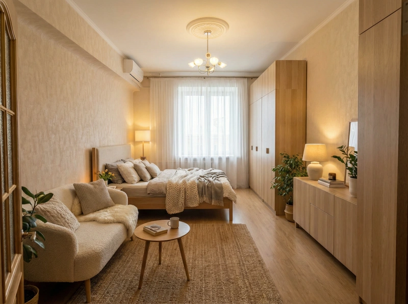 Дизайн интерьера в стиле Хюгге — Спальня от нейросети RoomGPT