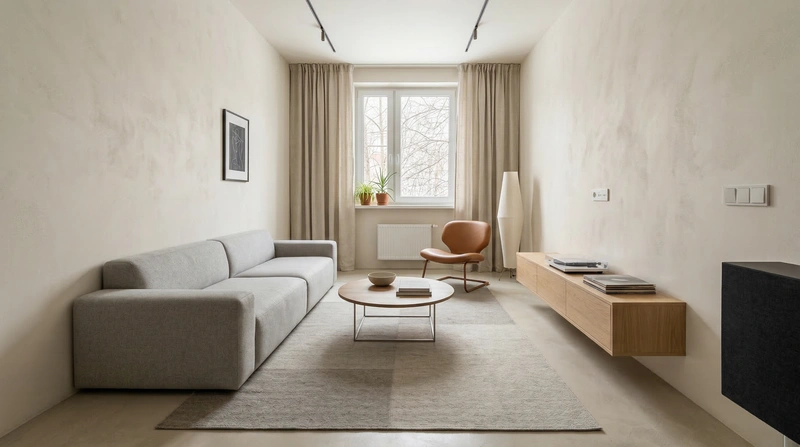 Дизайн интерьера в стиле Минимализм — Гостиная от нейросети RoomGPT