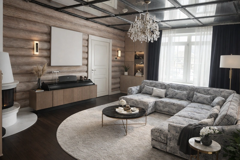 Дизайн интерьера в стиле Контемпорари — Гостиная от нейросети RoomGPT