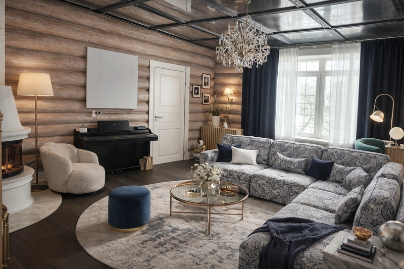 Дизайн интерьера в стиле Эклектика — Гостиная от нейросети RoomGPT