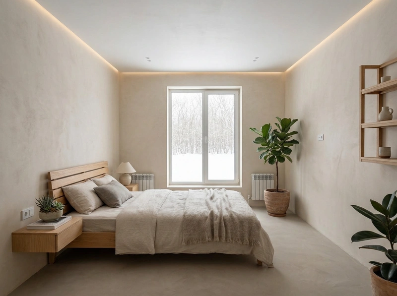 Дизайн спальни в стиле Japandi — фото интерьера от нейросети RoomGPT