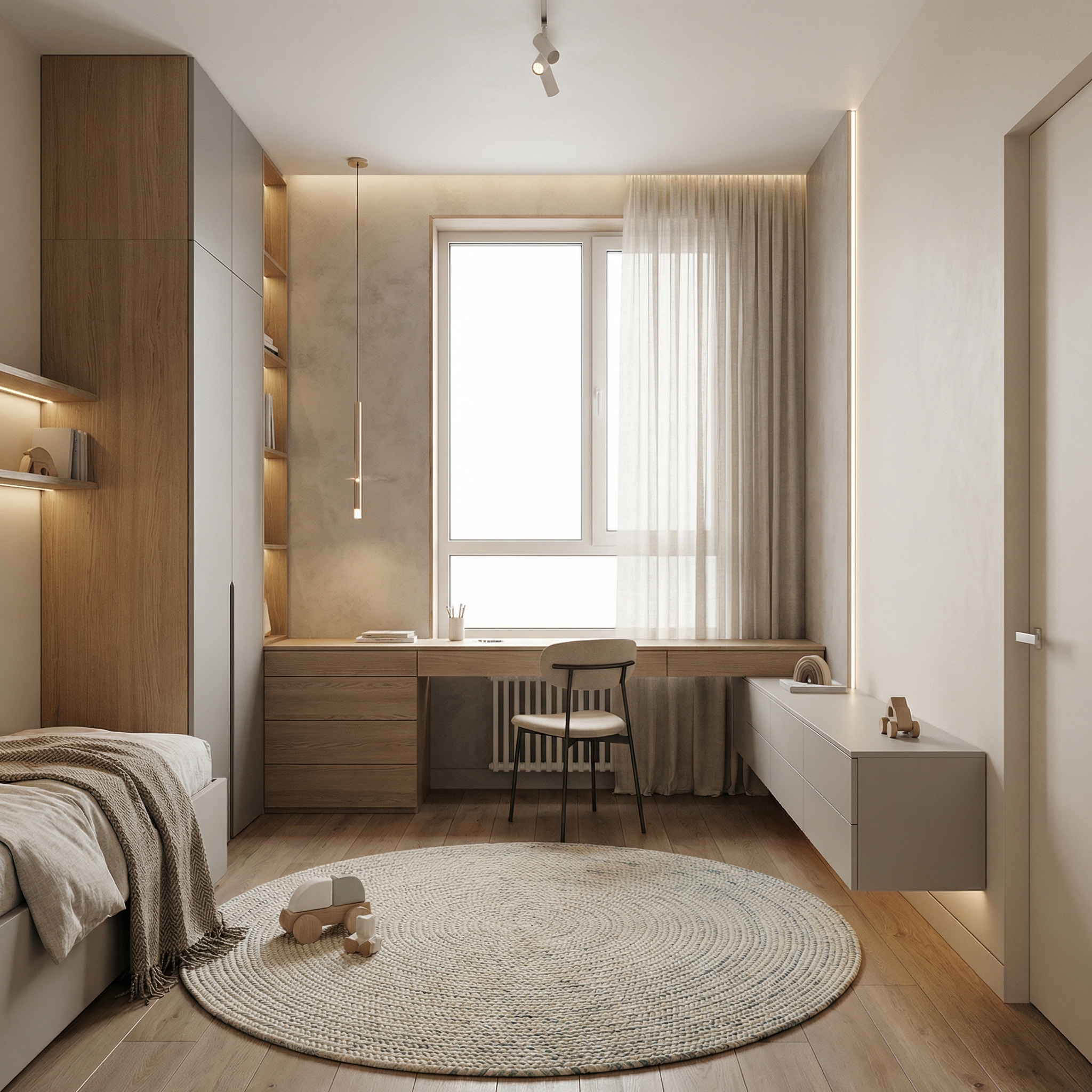 Дизайн детской в стиле Минимализм — фото интерьера от нейросети RoomGPT