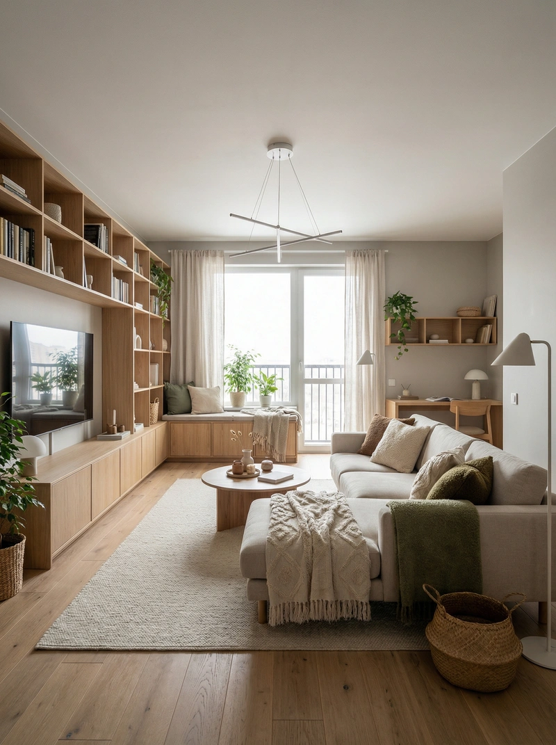 Дизайн интерьера в стиле Хюгге — Гостиная от нейросети RoomGPT