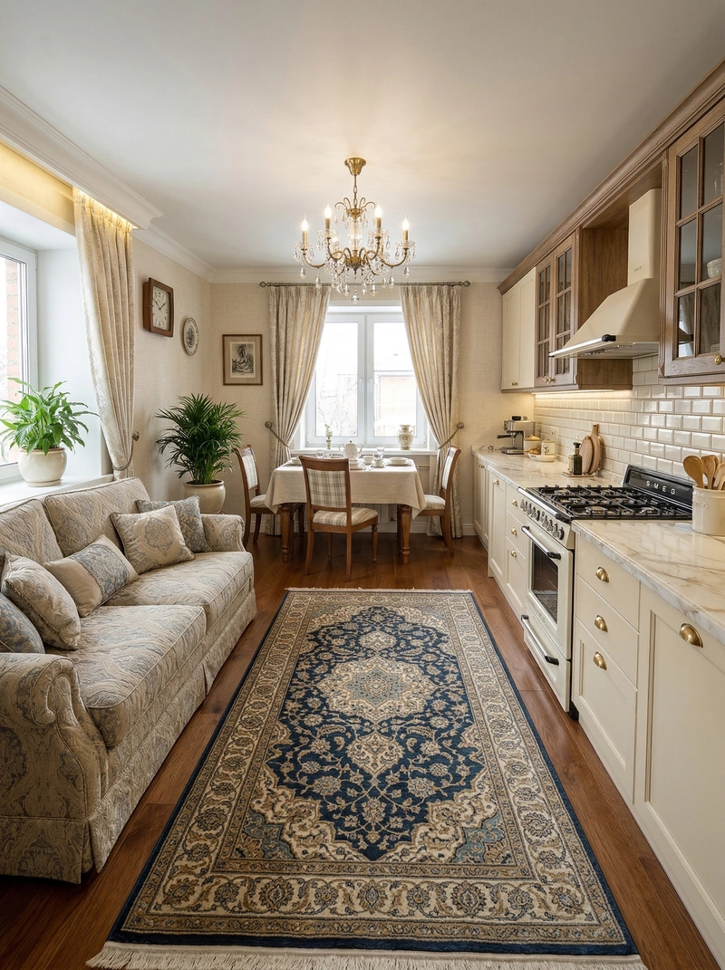 Дизайн кухни в стиле Классика — фото интерьера от нейросети RoomGPT