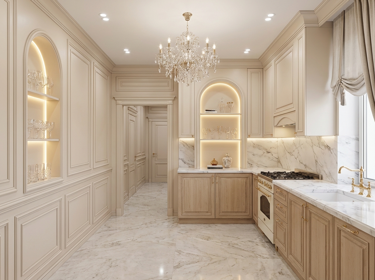 Дизайн кухни в стиле Классика — фото интерьера от нейросети RoomGPT