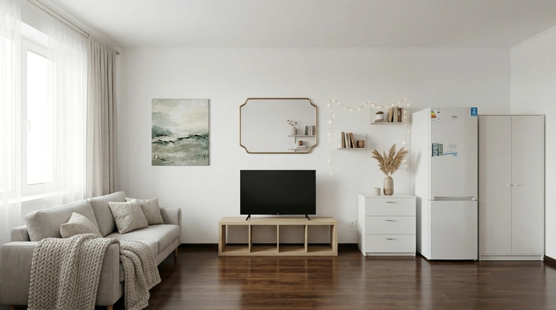 Дизайн гостиной в стиле Хюгге — фото интерьера от нейросети RoomGPT