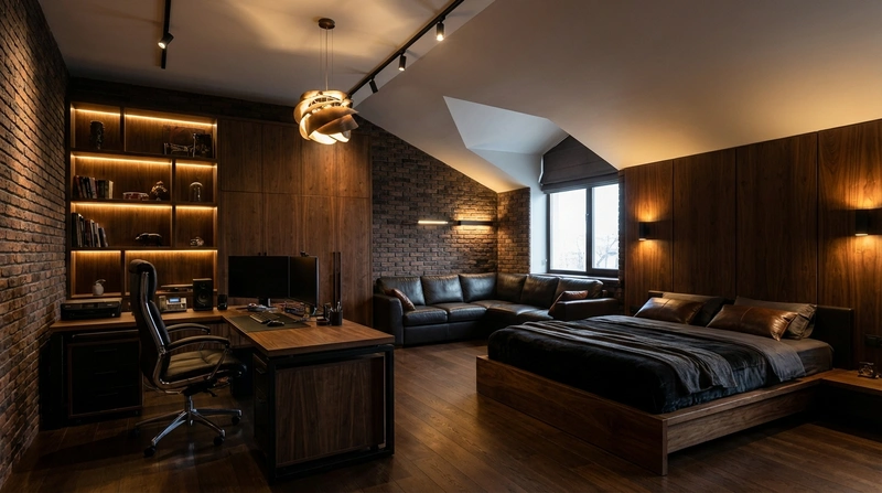 Дизайн интерьера в стиле Лофт — Спальня от нейросети RoomGPT