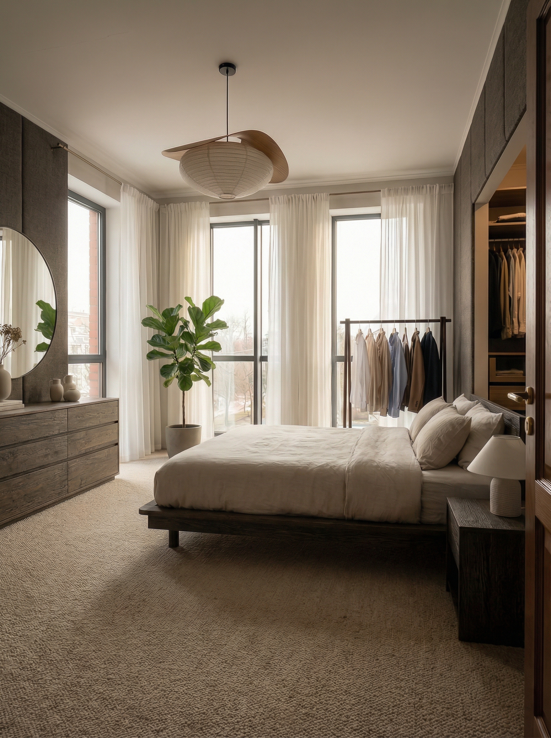 Дизайн спальни в стиле Japandi — фото интерьера от нейросети RoomGPT