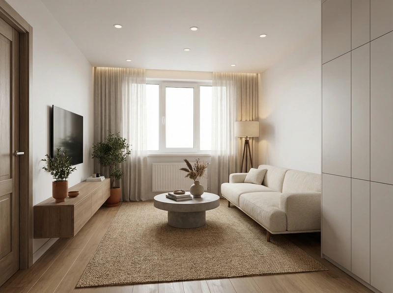 Дизайн гостиной в стиле Минимализм — фото интерьера от нейросети RoomGPT
