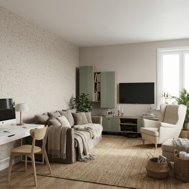 Дизайн интерьера в стиле Хюгге — Гостиная от нейросети RoomGPT