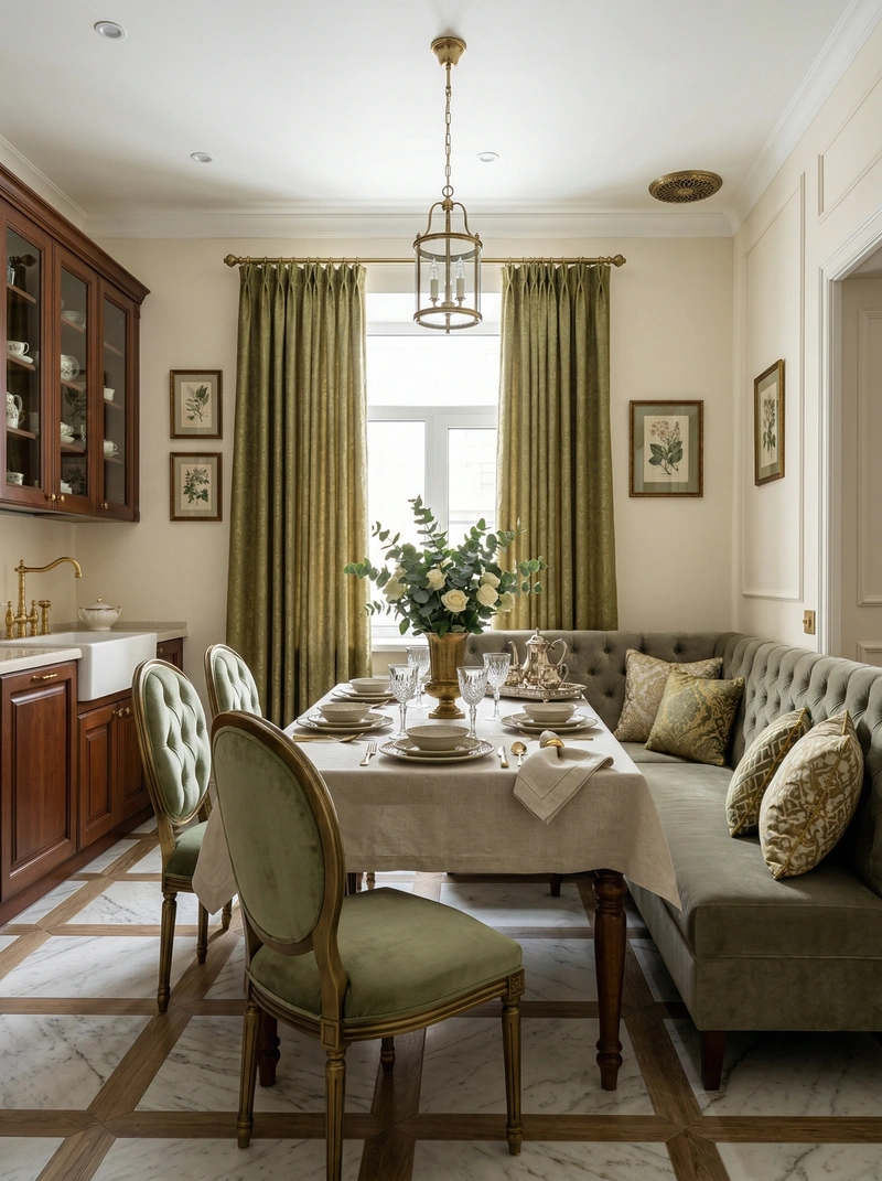 Дизайн кухни в стиле Классика — фото интерьера от нейросети RoomGPT