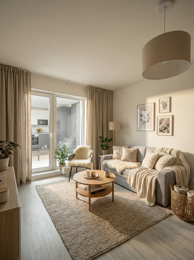 Дизайн интерьера в стиле Хюгге — Гостиная от нейросети RoomGPT