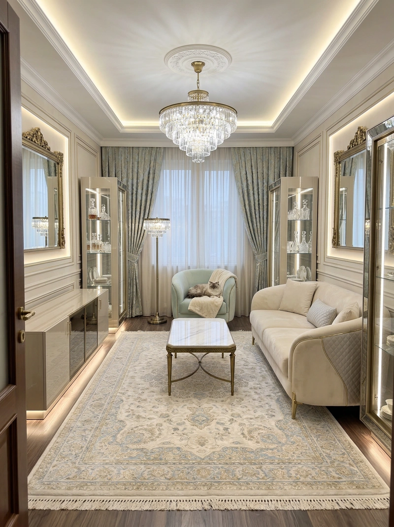 Дизайн интерьера в стиле Неоклассика — Гостиная от нейросети RoomGPT