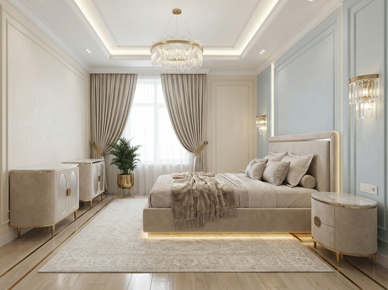 Дизайн интерьера в стиле Неоклассика — Спальня от нейросети RoomGPT
