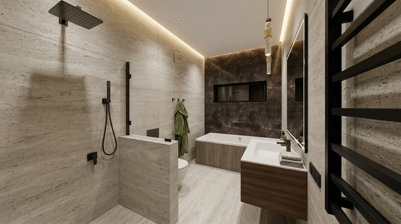 Дизайн интерьера в стиле Контемпорари — Ванная от нейросети RoomGPT