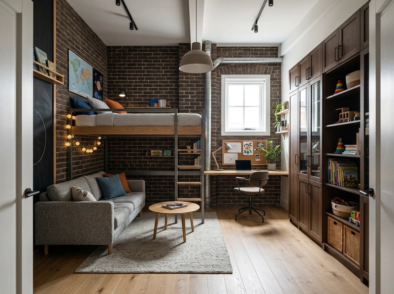 Дизайн интерьера в стиле Лофт — Детская от нейросети RoomGPT