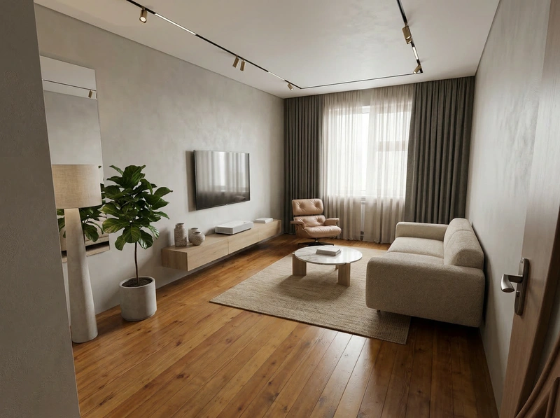 Дизайн интерьера в стиле Минимализм — Гостиная от нейросети RoomGPT