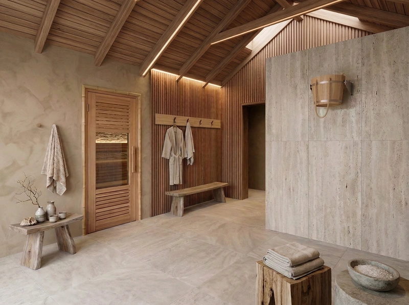 Дизайн ванной в стиле Japandi — фото интерьера от нейросети RoomGPT