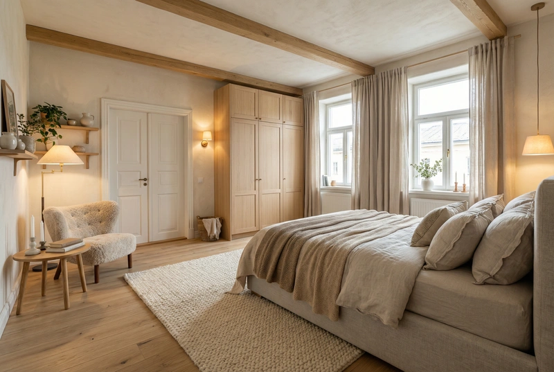 Дизайн интерьера в стиле Хюгге — Спальня от нейросети RoomGPT