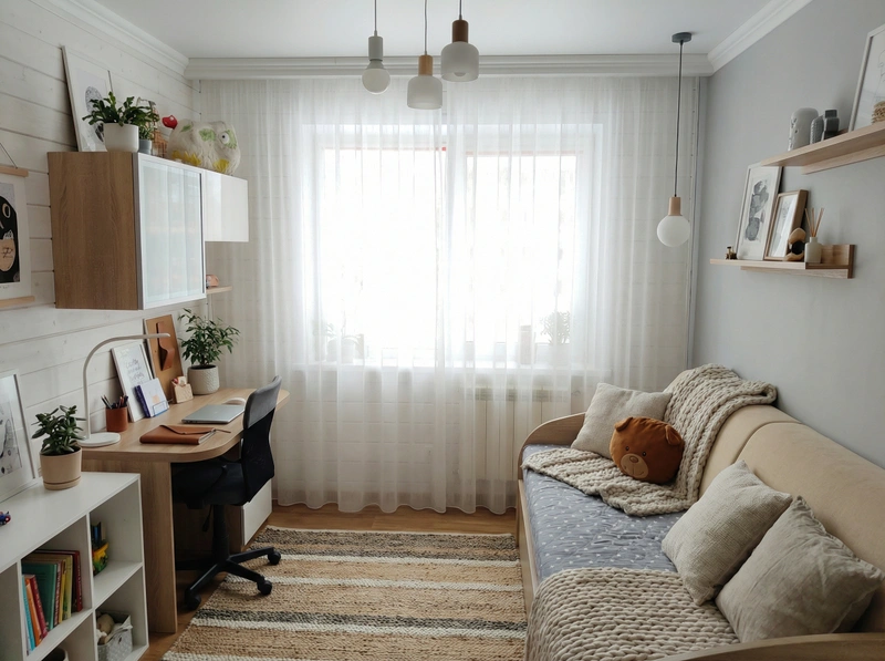 Дизайн интерьера в стиле Сканди — Детская от нейросети RoomGPT