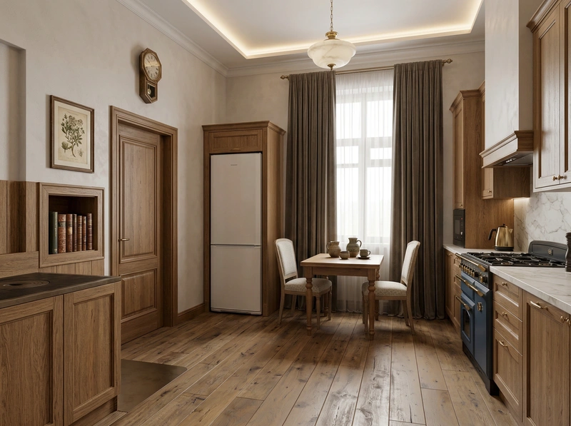 Дизайн интерьера в стиле Классика — Кухня от нейросети RoomGPT