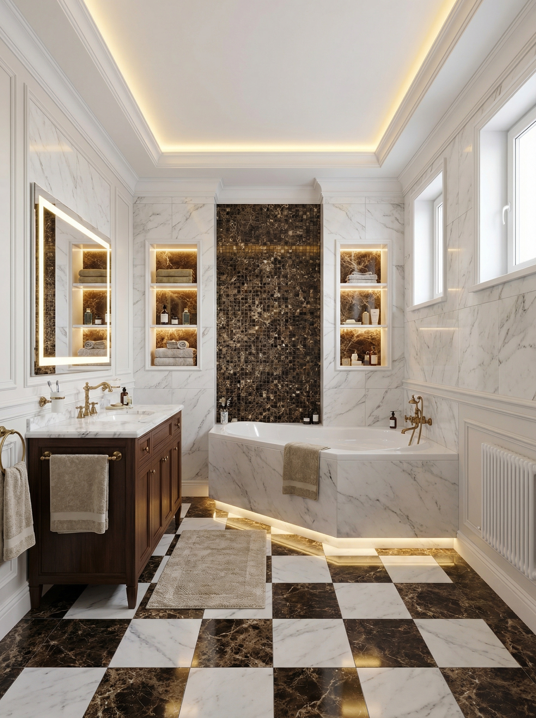 Дизайн ванной в стиле Классика — фото интерьера от нейросети RoomGPT