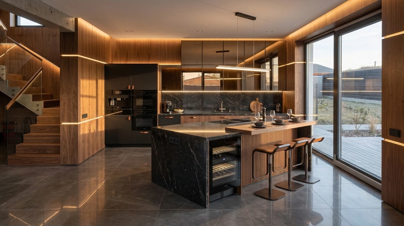 Дизайн кухни в стиле Контемпорари — фото интерьера от нейросети RoomGPT