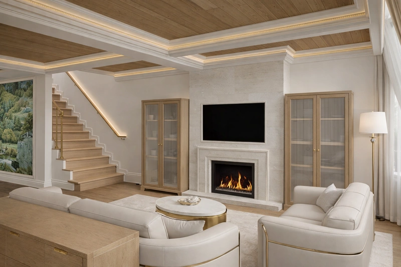 Дизайн интерьера в стиле Неоклассика — Гостиная от нейросети RoomGPT