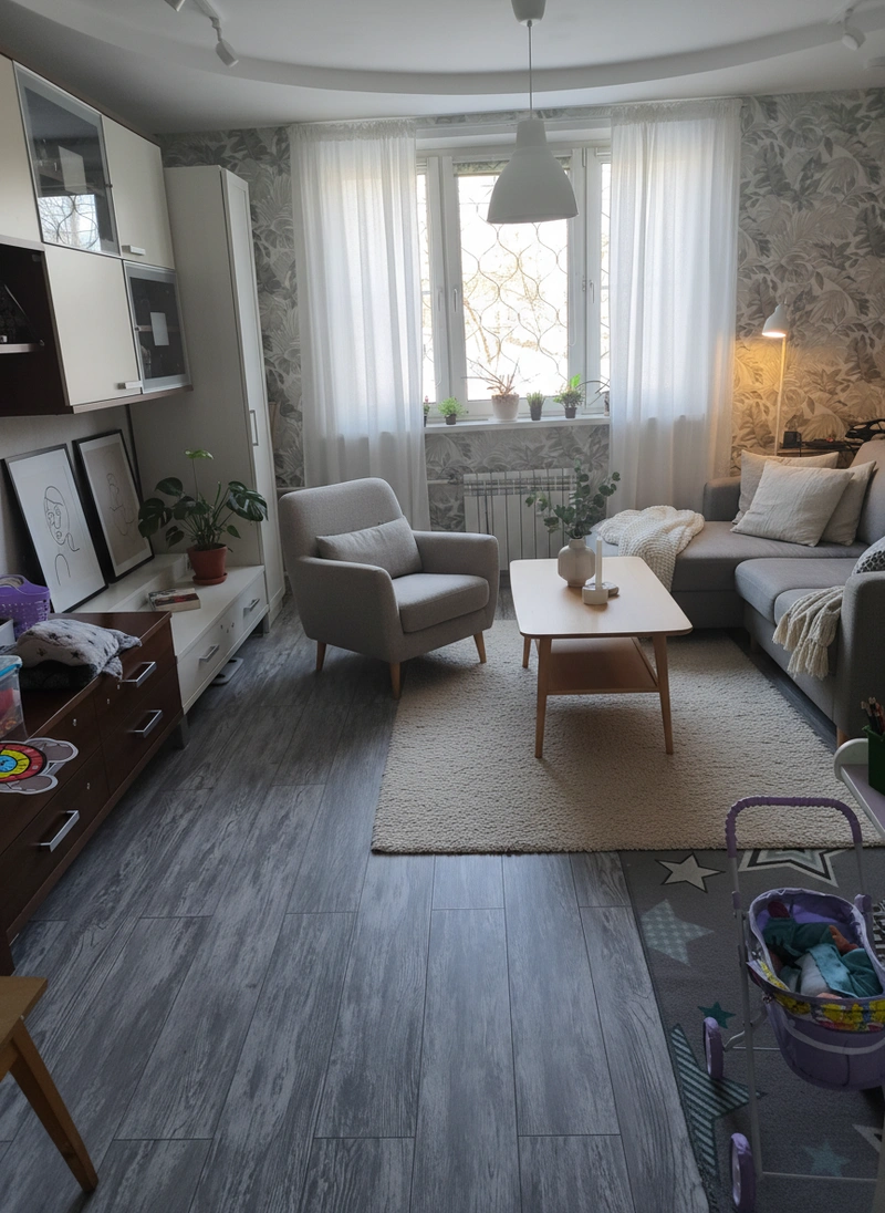 Дизайн интерьера в стиле Хюгге — Гостиная от нейросети RoomGPT