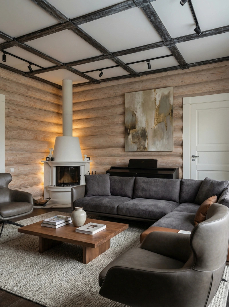 Дизайн интерьера в стиле Контемпорари — Гостиная от нейросети RoomGPT