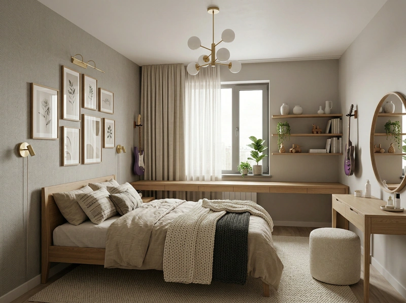 Дизайн спальни в стиле Хюгге — фото интерьера от нейросети RoomGPT