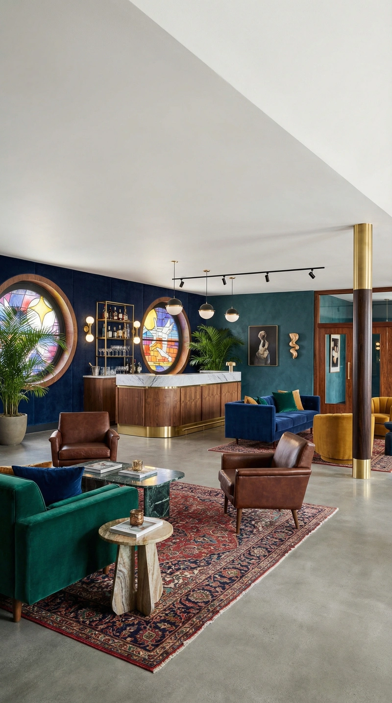 Дизайн интерьера в стиле Эклектика — Гостиная от нейросети RoomGPT