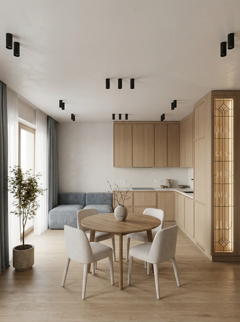 Дизайн кухни в стиле Japandi — фото интерьера от нейросети RoomGPT