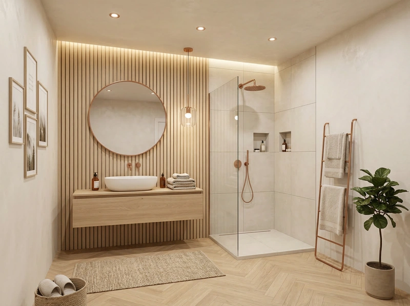 Дизайн ванной в стиле Хюгге — фото интерьера от нейросети RoomGPT