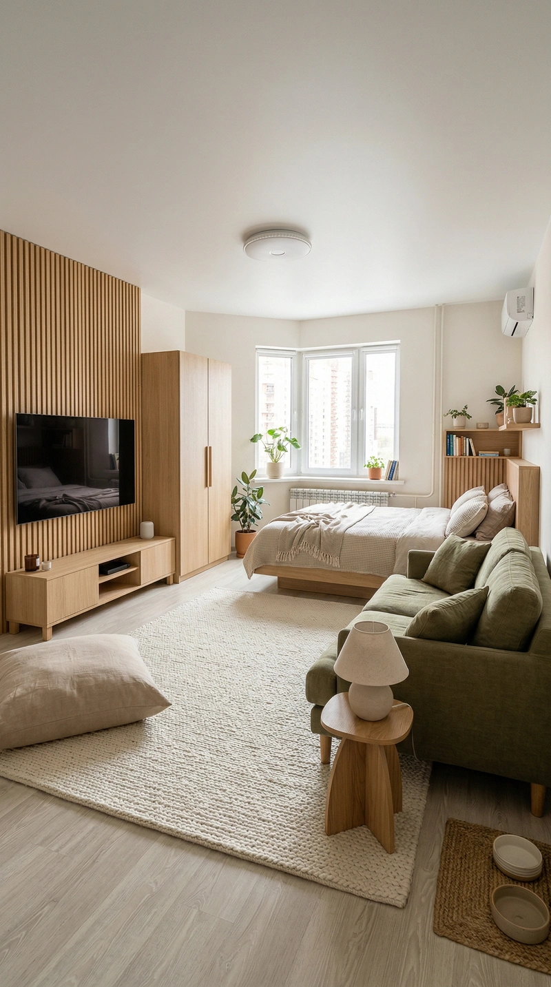 Дизайн гостиной в стиле Хюгге — фото интерьера от нейросети RoomGPT