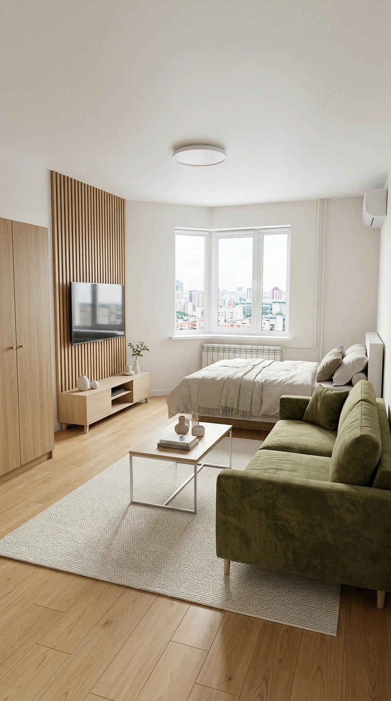 Дизайн гостиной в стиле Сканди — фото интерьера от нейросети RoomGPT