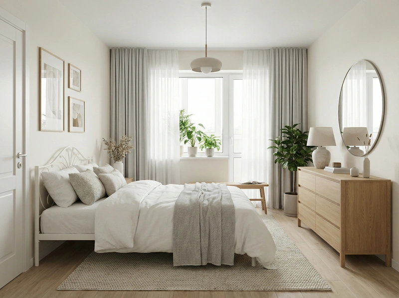 Дизайн интерьера в стиле Сканди — Спальня от нейросети RoomGPT