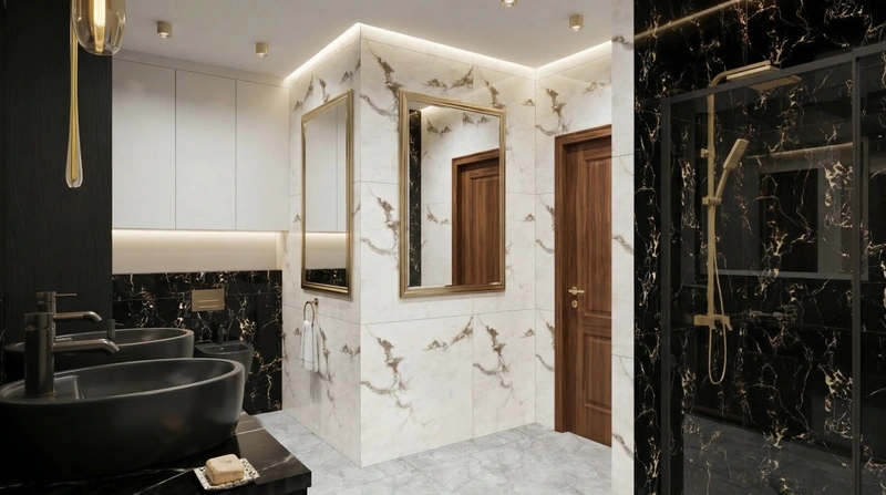 Дизайн ванной в стиле Контемпорари — фото интерьера от нейросети RoomGPT