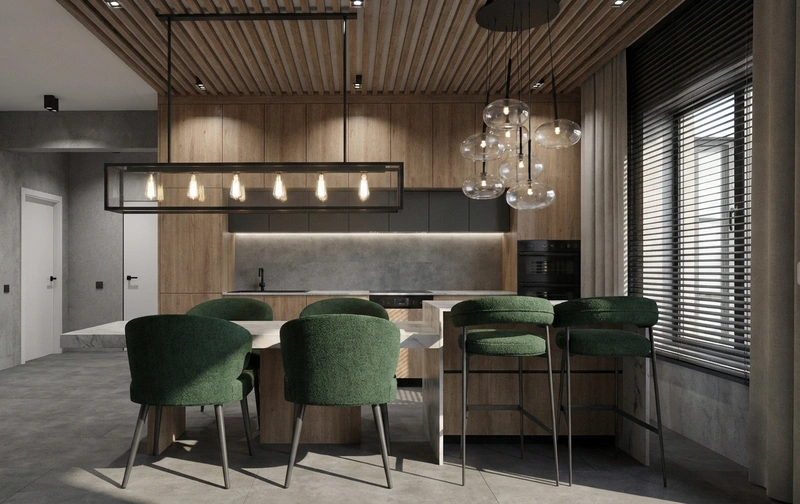 Дизайн интерьера в стиле Контемпорари — Кухня от нейросети RoomGPT