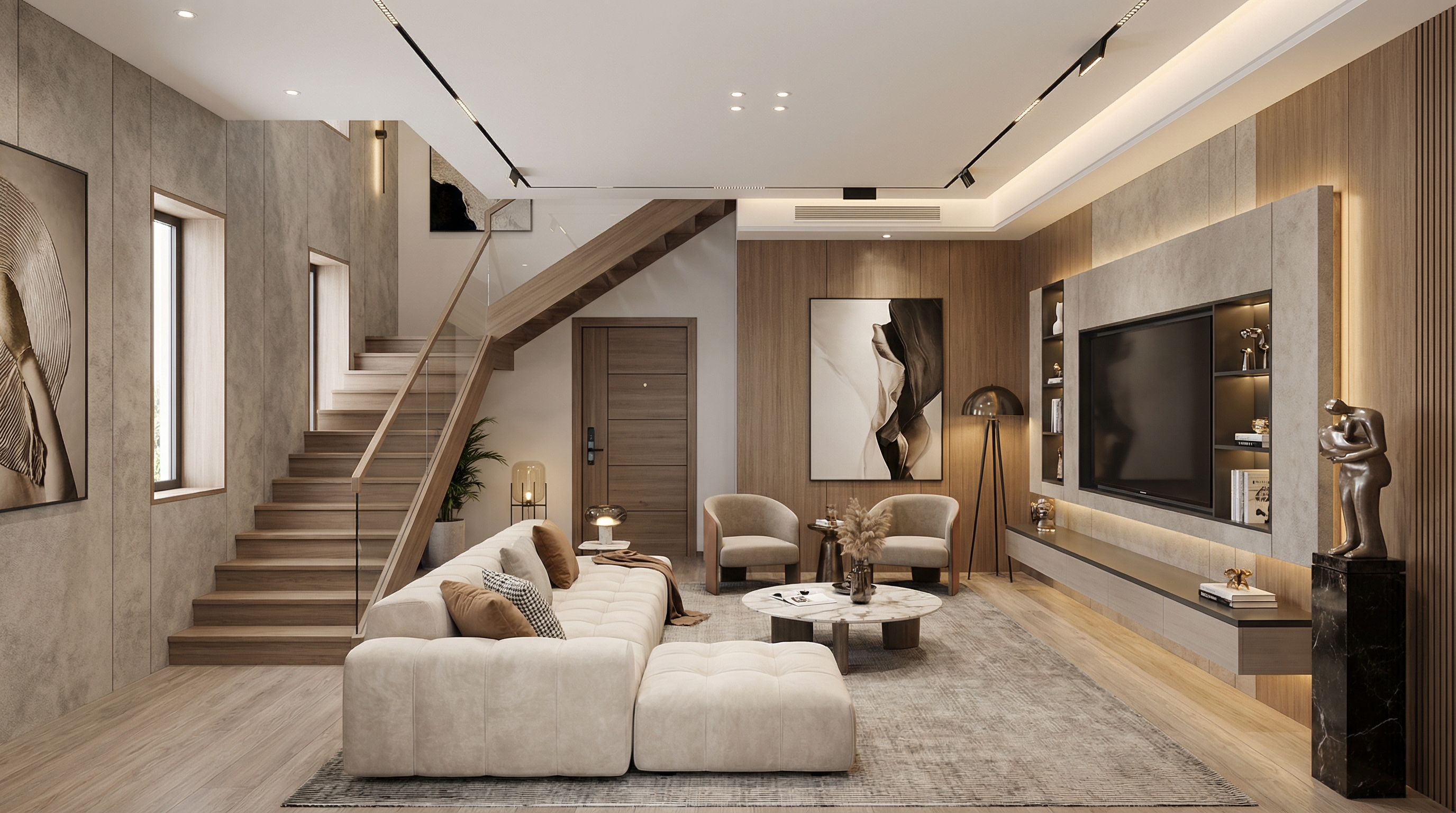 Дизайн гостиной в стиле Контемпорари — фото интерьера от нейросети RoomGPT