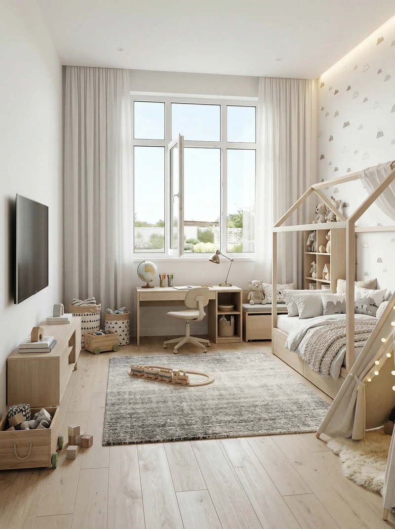 Дизайн детской в стиле Хюгге — фото интерьера от нейросети RoomGPT