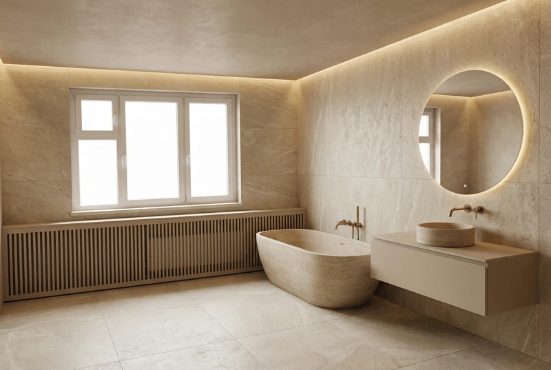 Дизайн ванной в стиле Минимализм — фото интерьера от нейросети RoomGPT