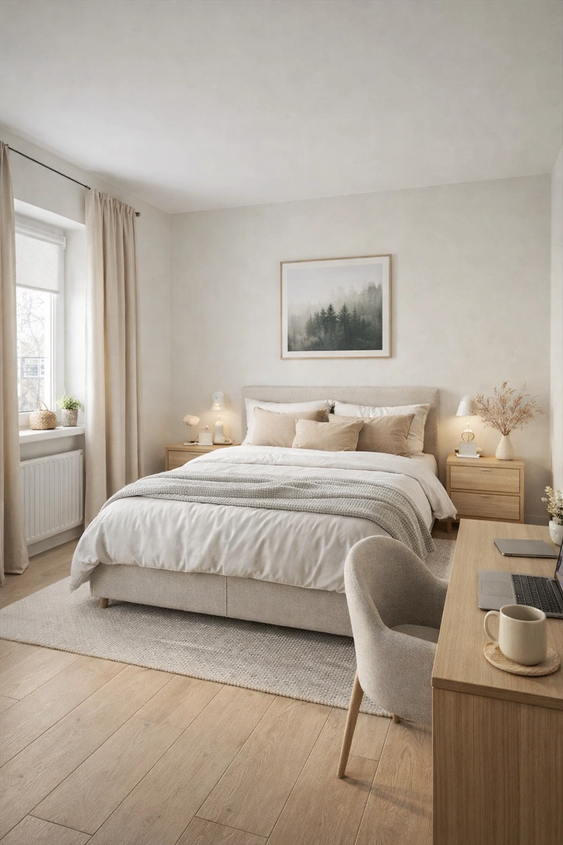 Дизайн интерьера в стиле Хюгге — Спальня от нейросети RoomGPT