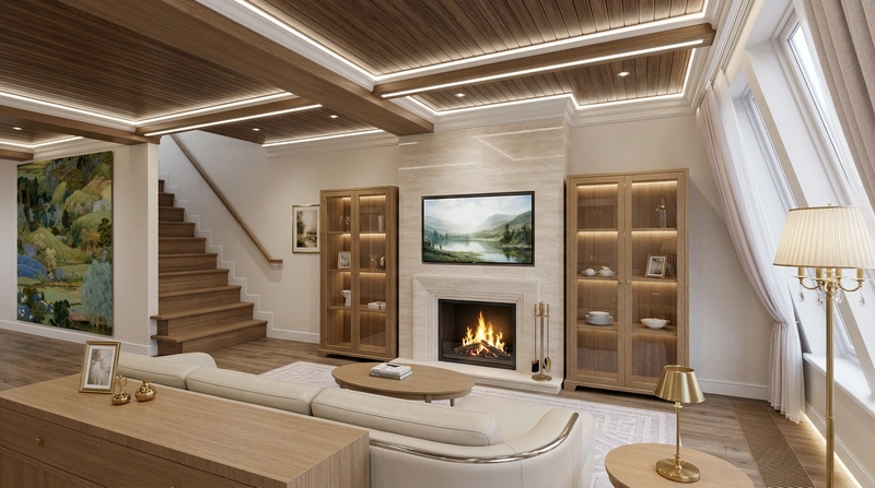 Дизайн интерьера в стиле Неоклассика — Гостиная от нейросети RoomGPT