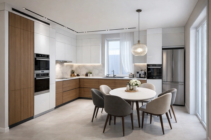 Дизайн кухни в стиле Контемпорари — фото интерьера от нейросети RoomGPT